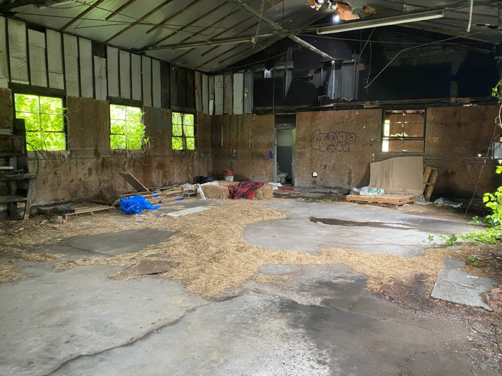 interior of an old barn