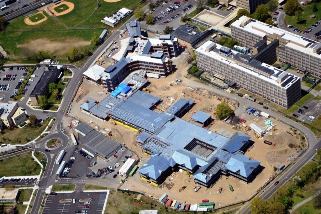 overhead view of large scale construction project